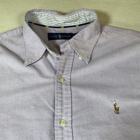 Polo Lauren Ralph  Mens Shirt  Large Light Purple Button Up Long Sleeve Preppy - Picture 3 of 7